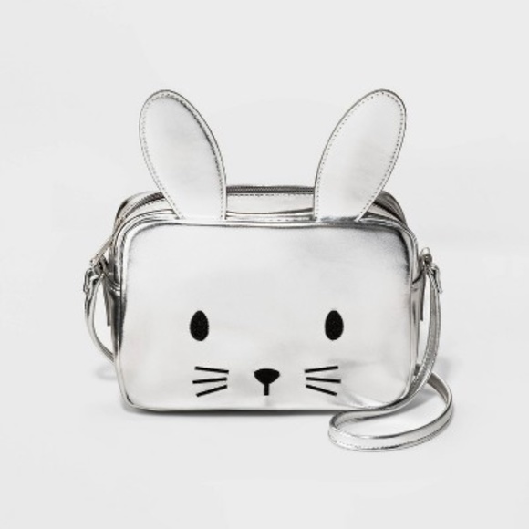 Cat & Jack Handbags - metallic silver mini bag, bunny with ears, small crossbody zip purse, cat & jack